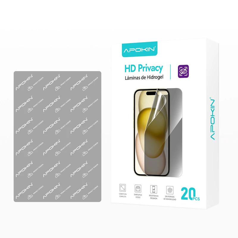 Pack de 20 Laminas Hidrogel Brillo Privacidad Apokin