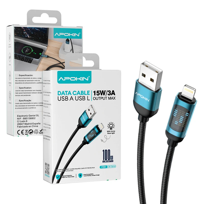 Cable USB-A a Lightning 15W 3A Horse Light